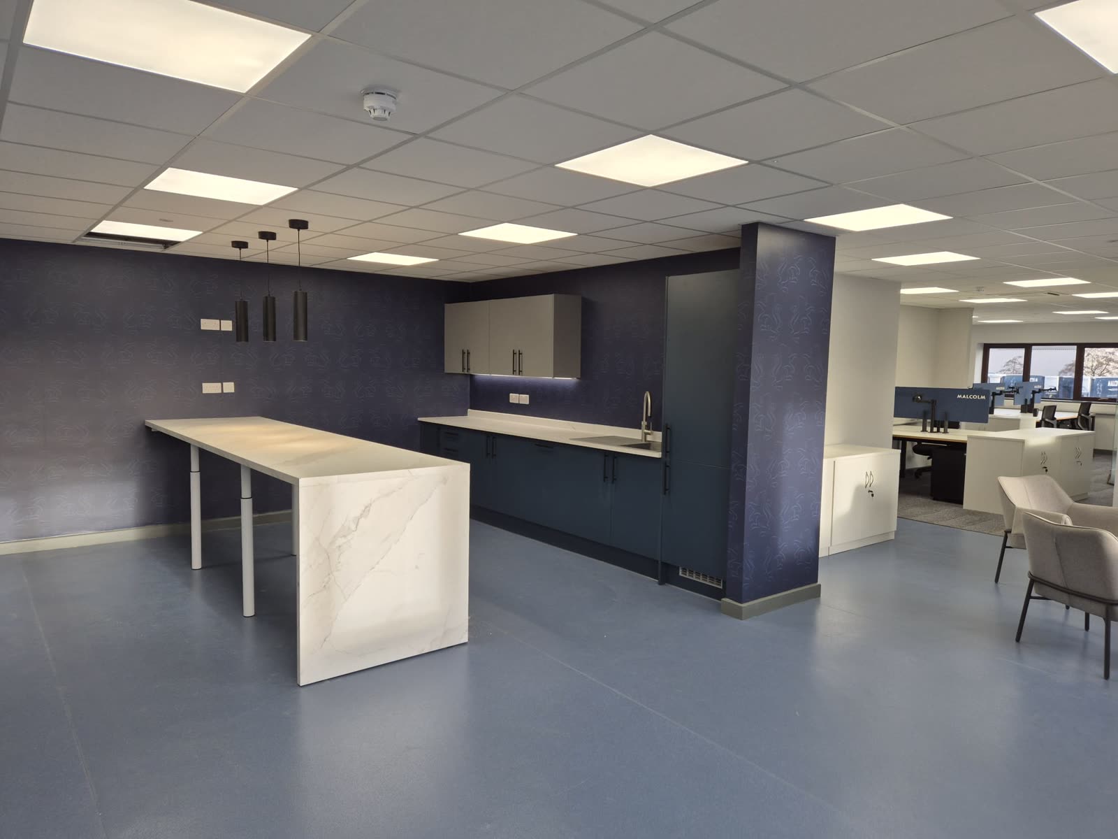 Kitchen island and breakout — Haydock Office Fit-Out